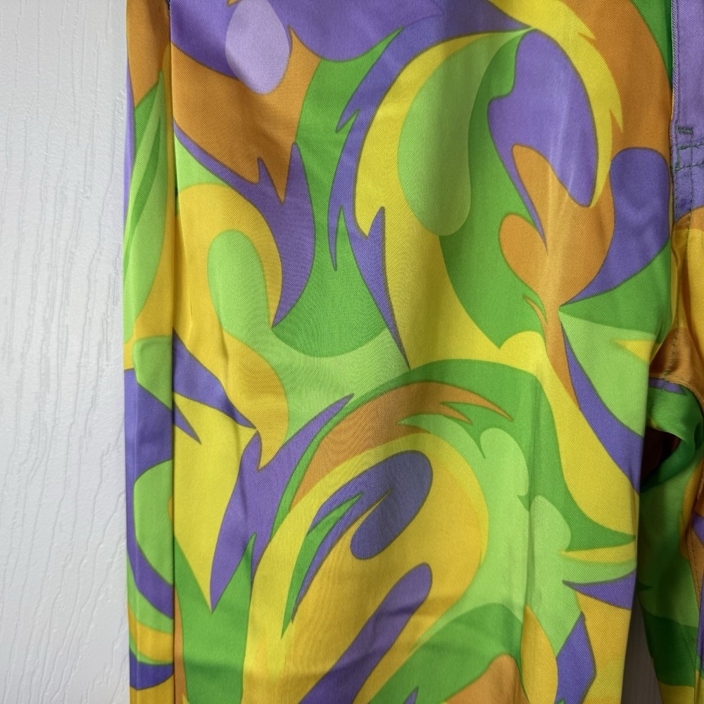 DANIELLE BERNSTEIN Womens‎ Satin Pants Sz 27 NWT Retro Butterfly Mardi Gras - Picture 3 of 12